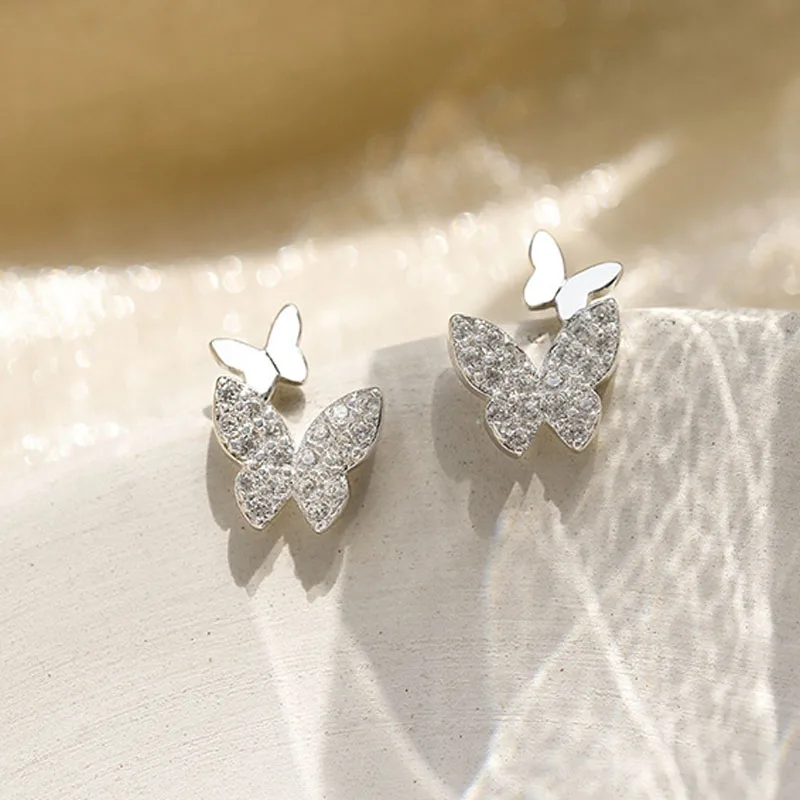 Простые серьги-бабочки из серебра 925 пробы блестящие аллергенные серьги с
