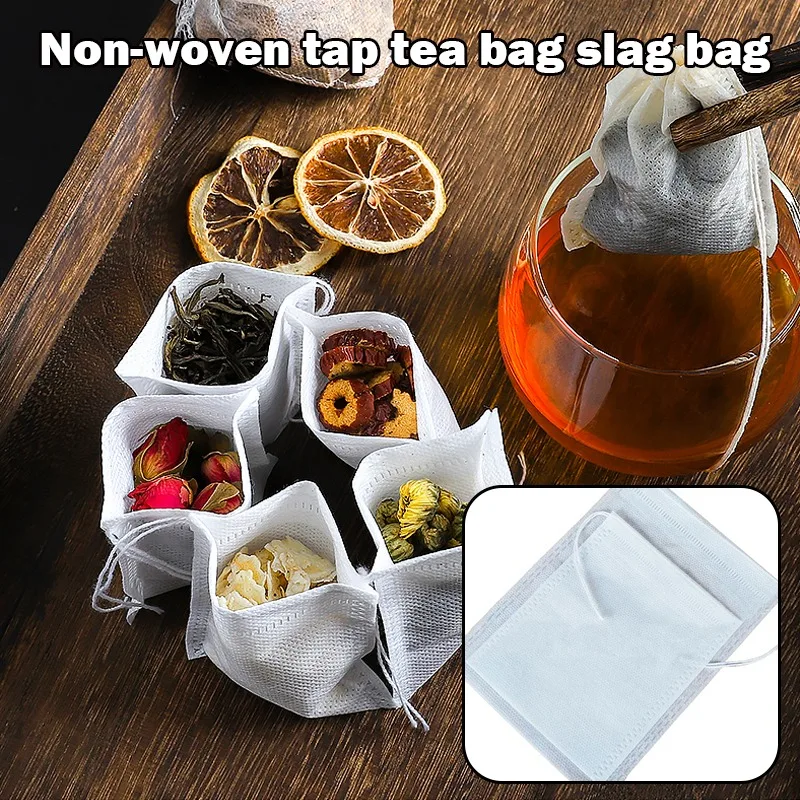 

Tea Bags 100Pcs/Lot Empty Scented Drawstring Pouch Bag 5*7CM Seal Filter Cook Herb Spice Loose Coffee Pouches Tools