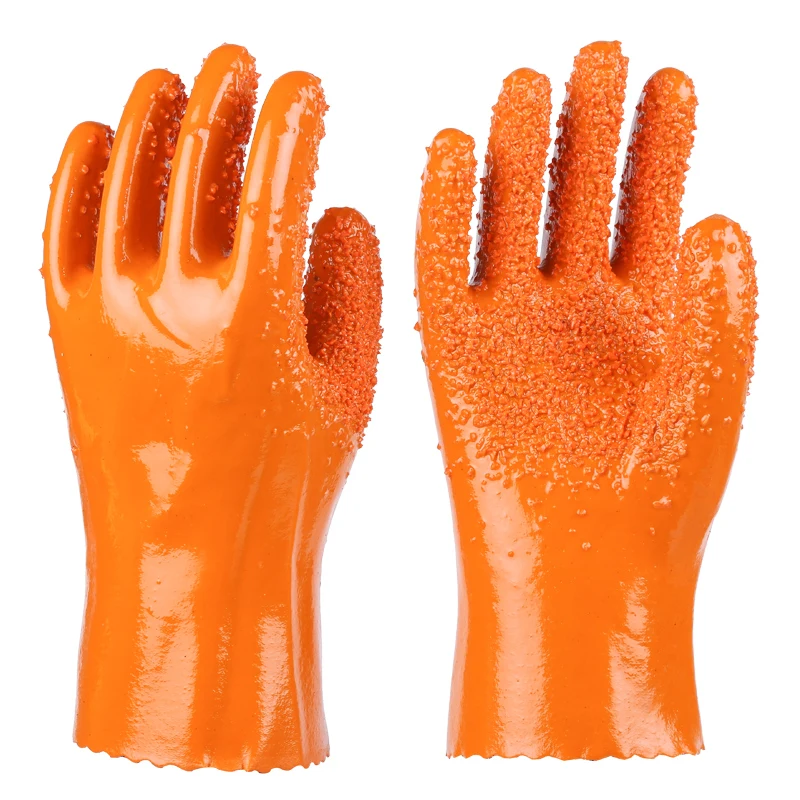 

Rubber Working Gloves Thicken Wear-resistant Oil Resistant Acid/Alkali Resistant Frosted Lining Cotton Industrial Safety Gloves