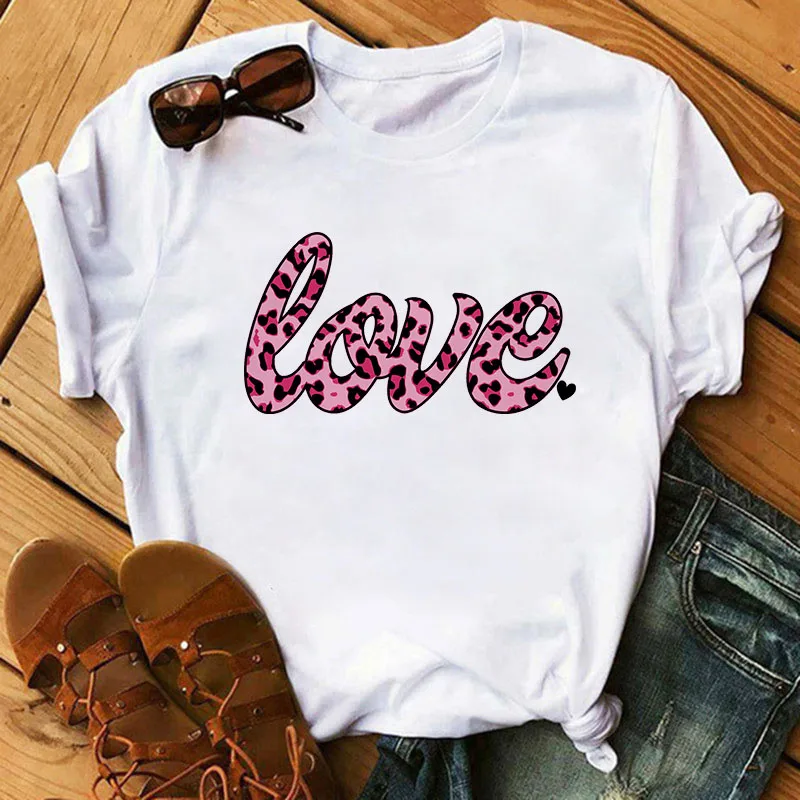 

Cartoon Leopard Print T shirt Women Harajuku Summer Tshirts Casual Round Neck Short Sleeve Top Tee Shirt