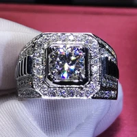 classic fashion rings square glisten big cubic zirconia jewelry silver color wedding men women metal 2020