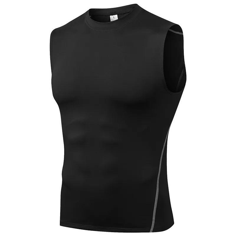 Men Sleeveless Running Vest Summer Quick Dry FitnessTraining Tight Compression Soild Color Base Layer Shirt Custom Logo | Спорт и