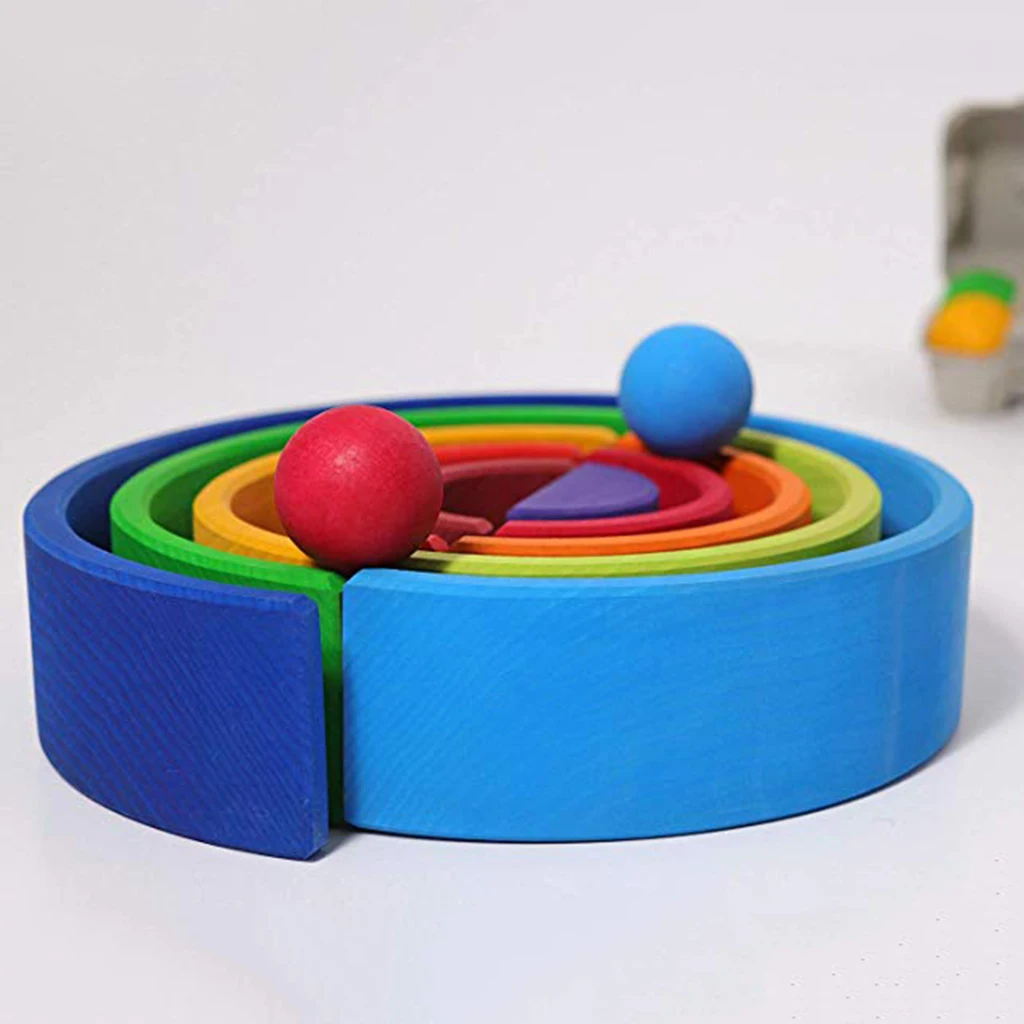 

Wooden Rainbow Stacking Preschool Early Learning Educational Birthday Gifts
