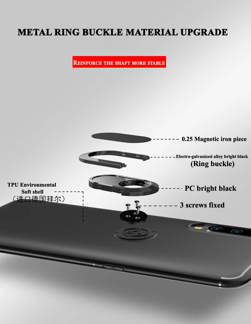 Силиконовый чехол Tsimak для Xiaomi mi 9 SE mi 8 mi 6 Red mi Note 7 Pro GO Cover 360 Автомобильный держатель с кольцом на палец противоударный чехол для задней панели телефона