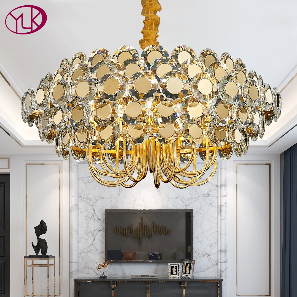 Роскошные современные люстры светильник Новое поступление золотые хрустальные