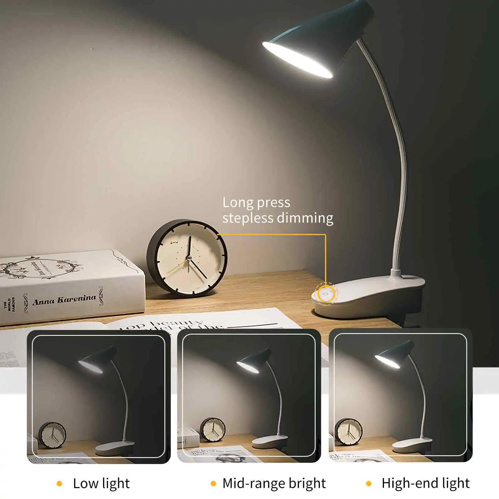 

LED Desk Lamp Dimmable Touch Table Lamp USB Powered Table Light 3000~6000K Eye Protection Night Light Portable Reading Lamp