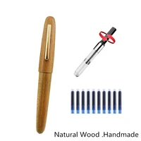 jinhao natural handmade wood fountain pen full wooden beautiful pen 0 581 0 calligraphy bent nib fashion writing ink pen gift