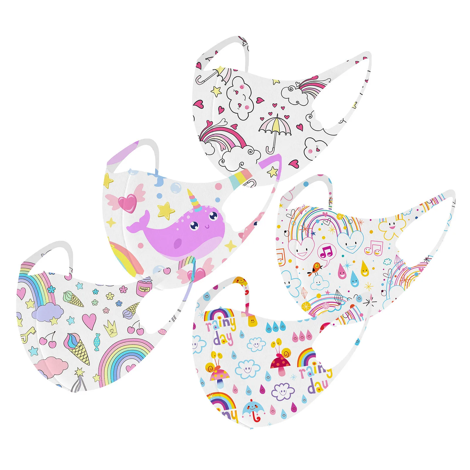 Маска детская многоразовая моющаяся с принтом радуги 5 шт. | Красота и здоровье