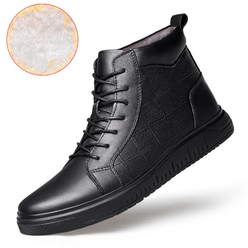 Мужские зимние ботинки с высоким берцем хлопковой подкладкой модная обувь