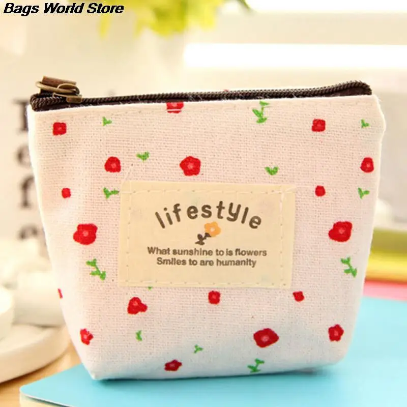 Цветочный маленький кошелек для женщин Холщовая Сумка милые держатели денег