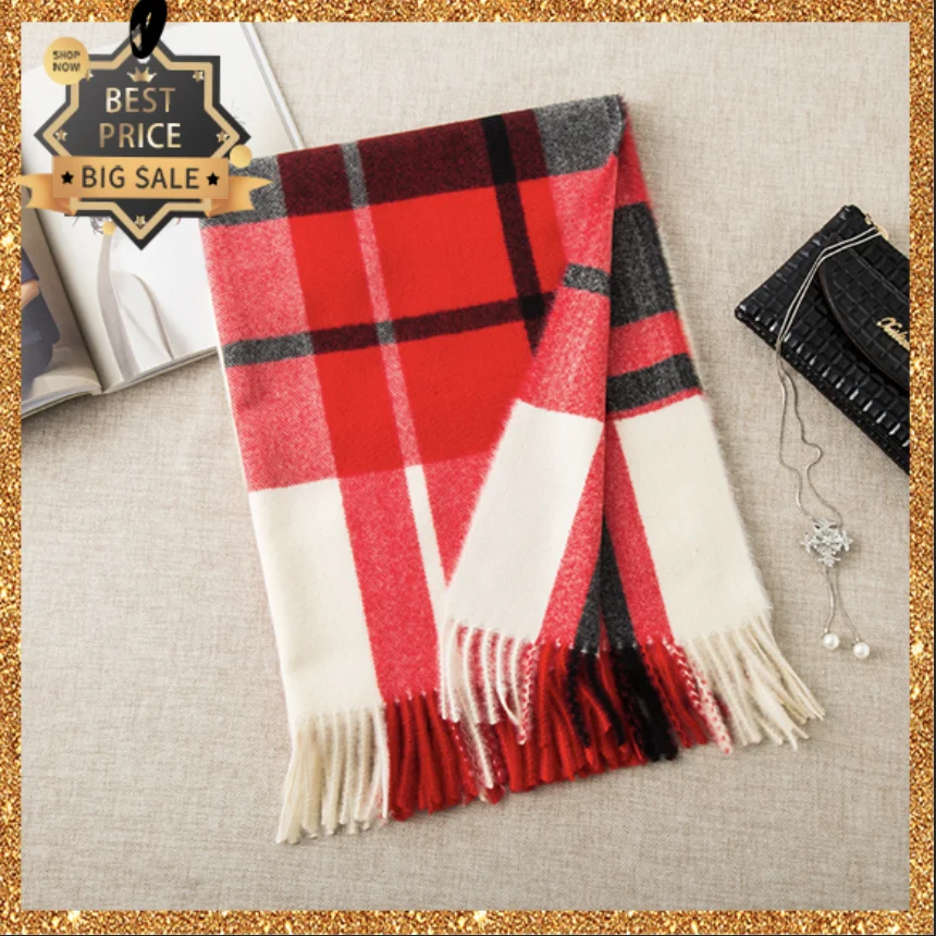 

Woman Fashion Warm Wraps Scarf Thick Shawl Wraps Lady's Scarves with Tassels Pashmina quality foulard plaid color popular item