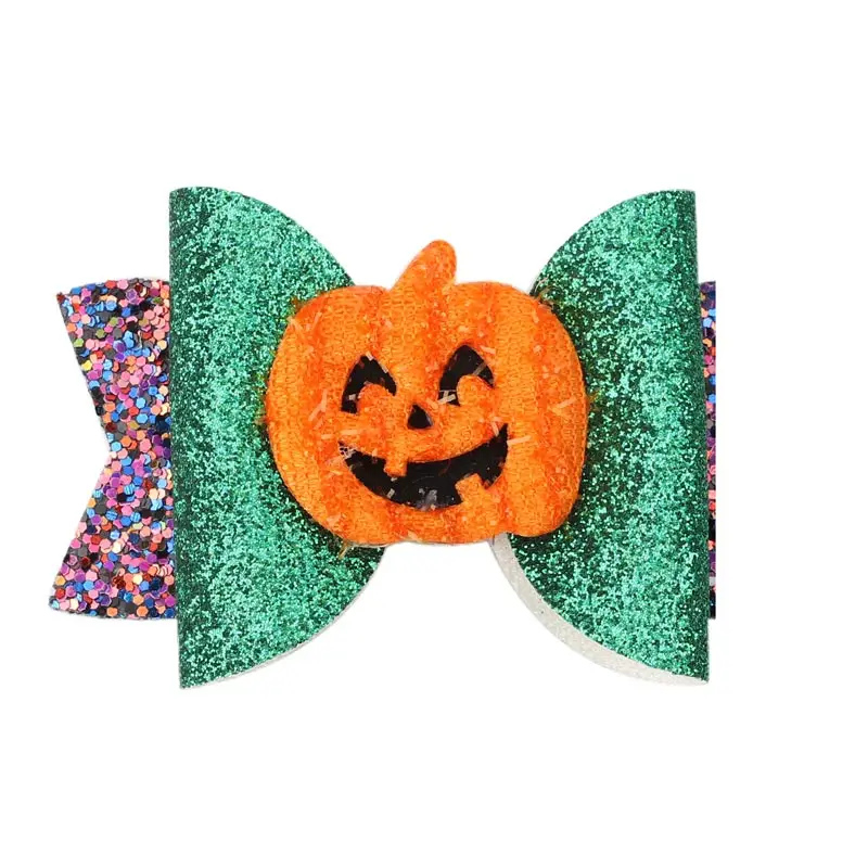 

CN 3" Halloween Party Bows Hairgrip Glitter Hair Bows with Clip Dance Bow Hair Clip Girls Hairpins Hair Accessories