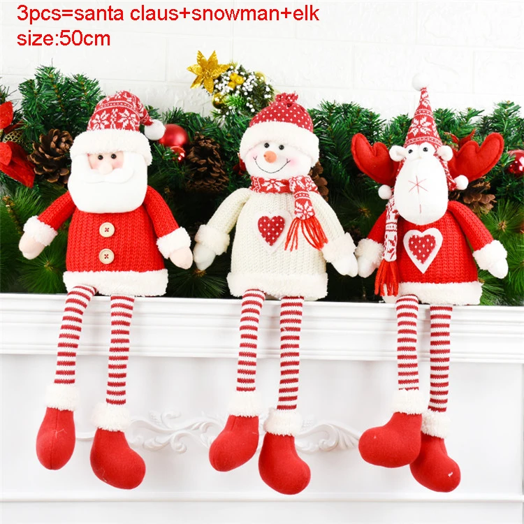 3pcs 206 Рождественские украшения, выдвижные фигурки-подставки, 3 шт., Санта Клаус+ Снеговик+ лось, Рождественские куклы, аксессуары для украшения дома и офиса - Цвет: 3pcs 206