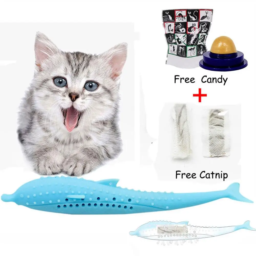 

Cat Fish Shape Toothbrush With Catnip Pet Silicone Molar Stick Teeth Cleaning Toy For Cats Toothbrush Fish Shape