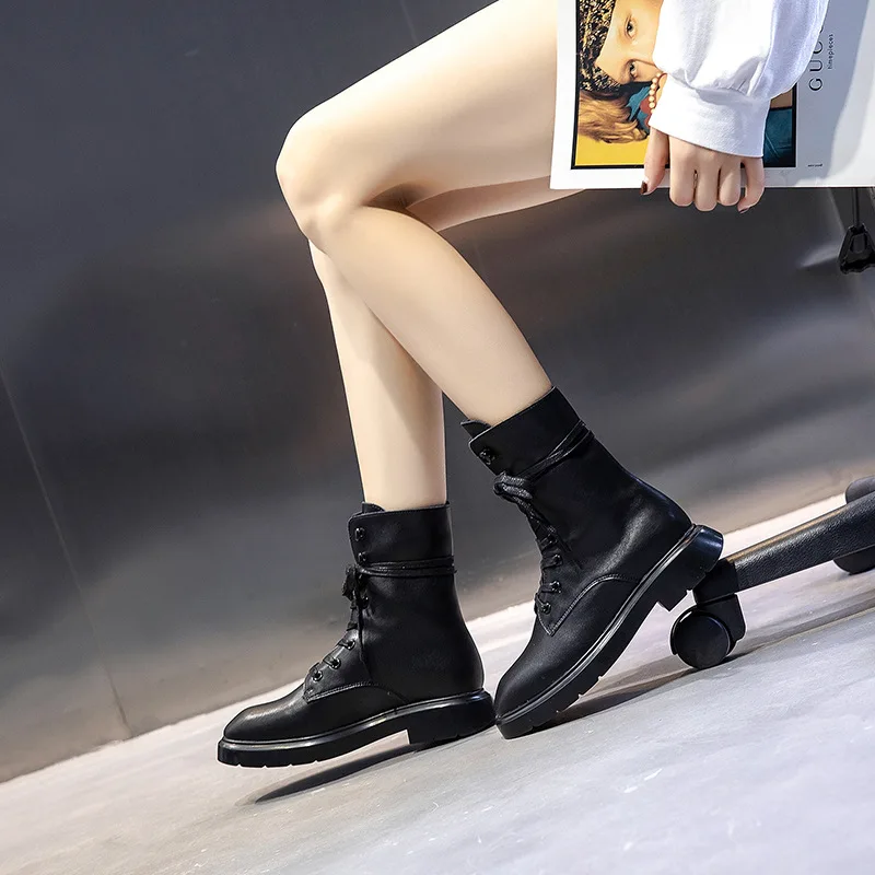 Yiluan/кожаные мотоциклетные ботильоны в винтажном стиле Новинка 2020 года сезон