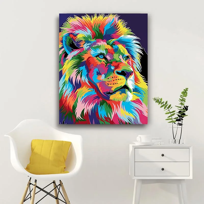 Diy Рисование по номерам картина Versus инструментарий красочные животных искусства