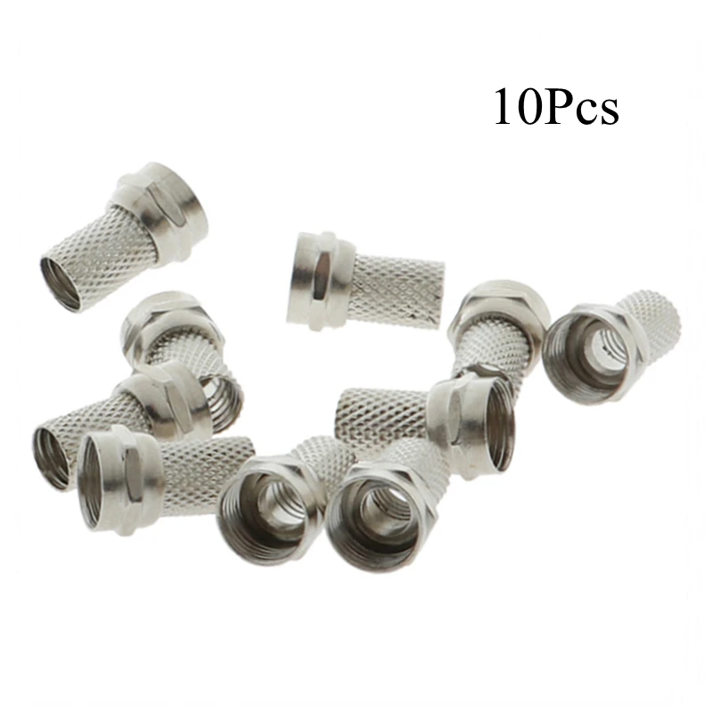 

10Pcs/Lot Copper Twist On RG6 F Type Coaxial Cable Connector Plugs High Quality Connector for TV Satellite Antenna Coax Cable