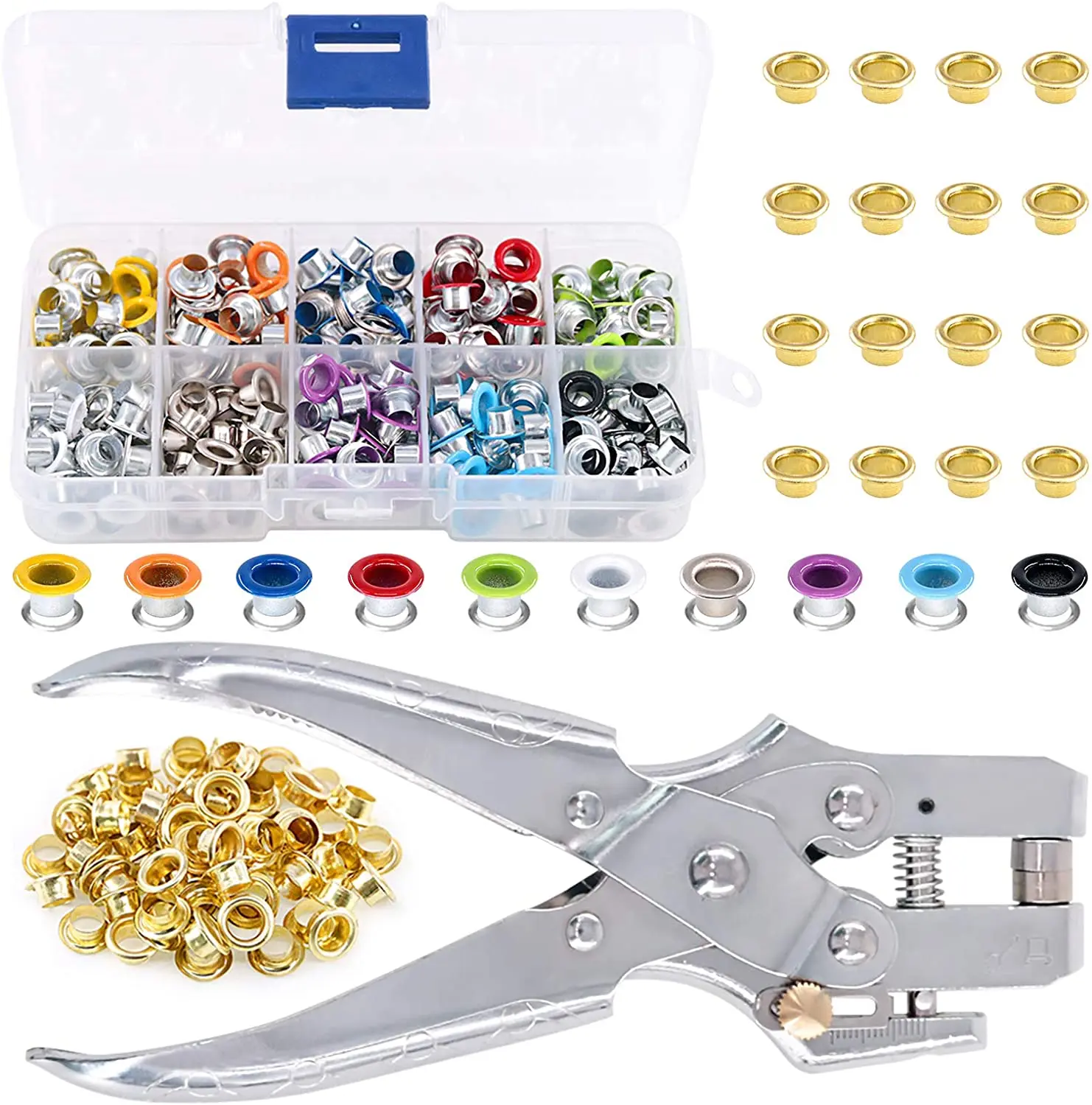400Pcs 10 Colors 5mm Metal Grommets Kit  Metal Eyelets Kits Shoe Eyelets Grommet Sets for Leather Fabric Belt Clothes