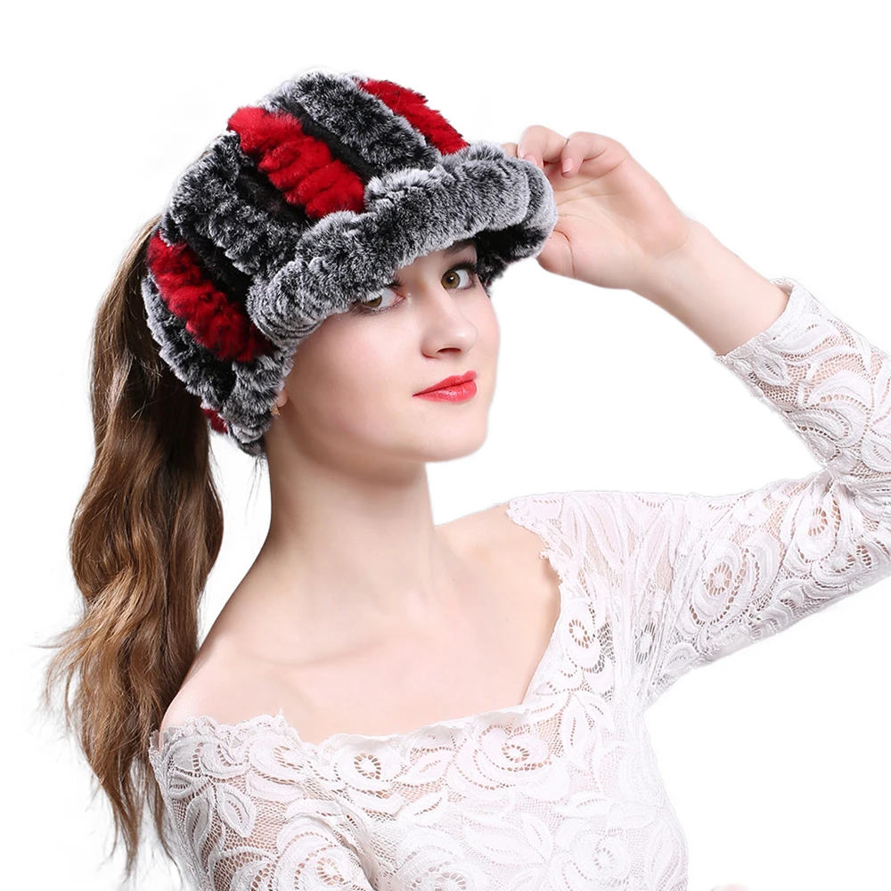 Зимние Модные вязаные шапки из натурального меха женские теплые шапочки облегающие Лыжные шапки для снега от AliExpress WW