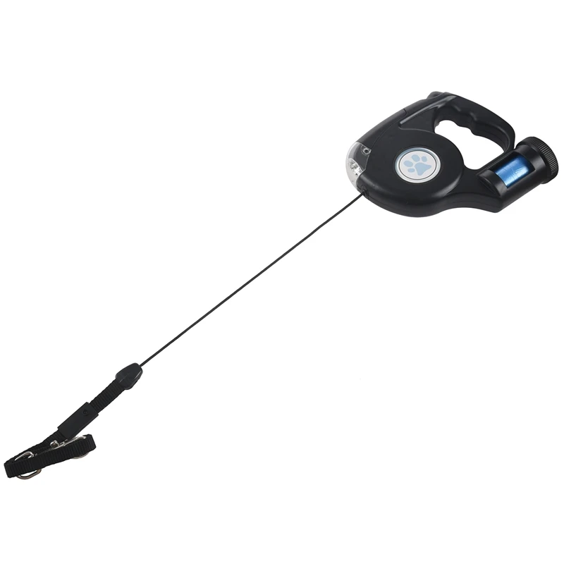 

LBER 4.5M LED Flashlight Extendable Retractable Pet Dog Leash Lead with Garbage Bag