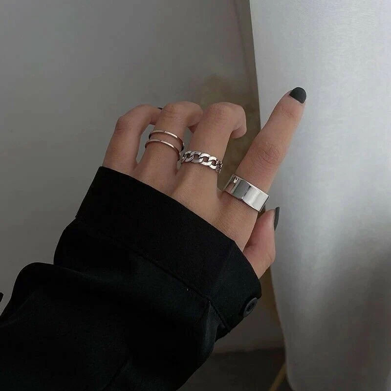 

Fashion Silver Adjustable Rings Ring Gift 3pcs Set Women Accessories