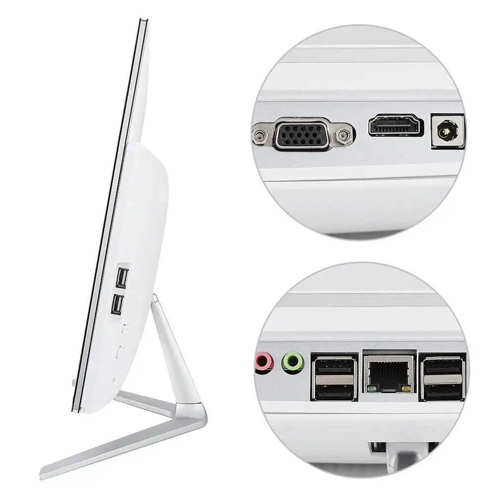 21," все в одном ПК компьютер 4G+ 120G HDMI VGA настольный с I3/I5/I7 cpu интегрированный графический компьютер встроенный WiFi и колонки