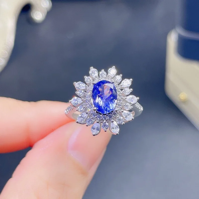 Женское кольцо из серебра 925 пробы с танзанитом | Украшения и аксессуары