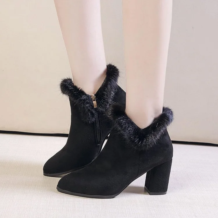 Черные матовые короткие ботинки женские Осень-зима 2018 новые стильные ботильоны