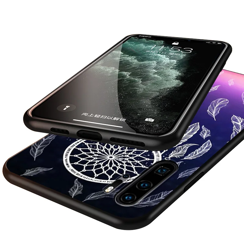 

Dream catcher watercolor Black Cover For Huawei P40 P30 P20 P10 P9 P8 Lite E 5G 2017 2019 Pro Plus Phone Case