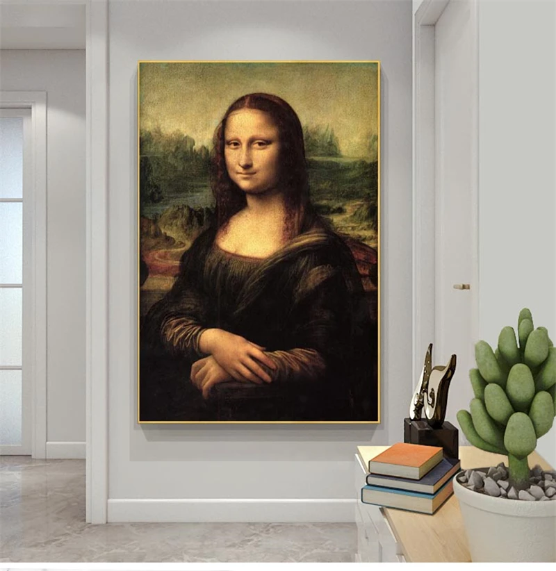 

Smile Of Mona Lisa Portrait Canvas Art Painting Reproductions Classical Da Vinci Famous Art Prints For Living Room Cuadros Decor