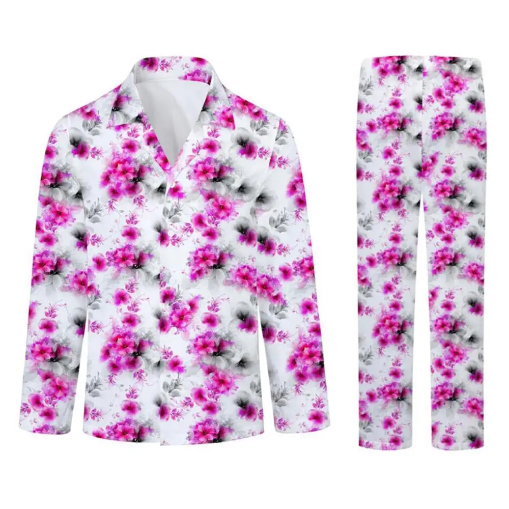 

YFFUSHI Flowers Pajamas 2 Pcs 3D Clear Printing Pajamas No gender Polyester Breathable Men Sleepwear Fast Ship Plus Size S-5XL