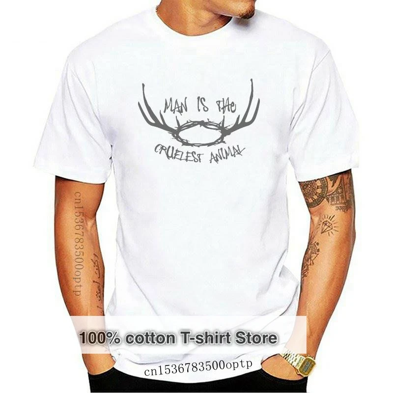 

New Fashion Summer Style Man Is The Cruelest Animal Nietzsche Quote T-Shirt Crown Antlers True Detective Tee shirt