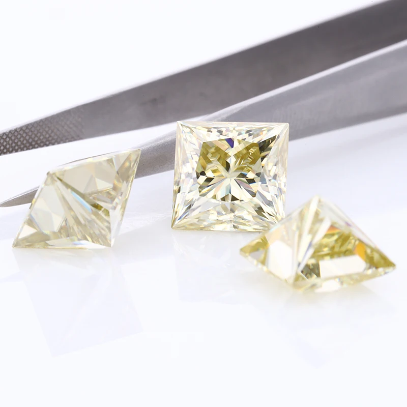 

9.5X9.5MM Sauare shape Princess cut Yellow Color Moissanite for ring setting