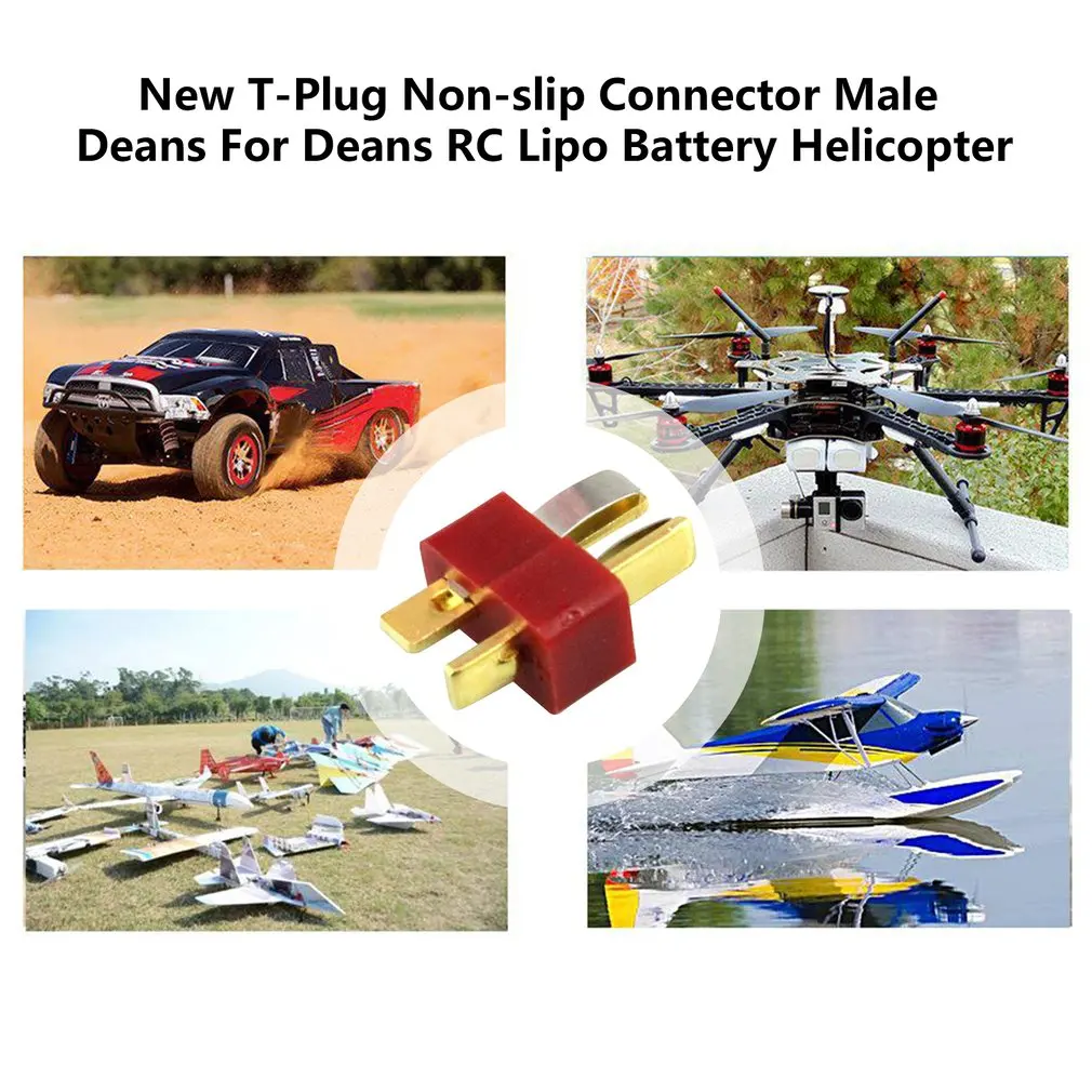 New T-Plug Non-slip Connector Male Deans For Deans RC Lipo Battery Helicopter
