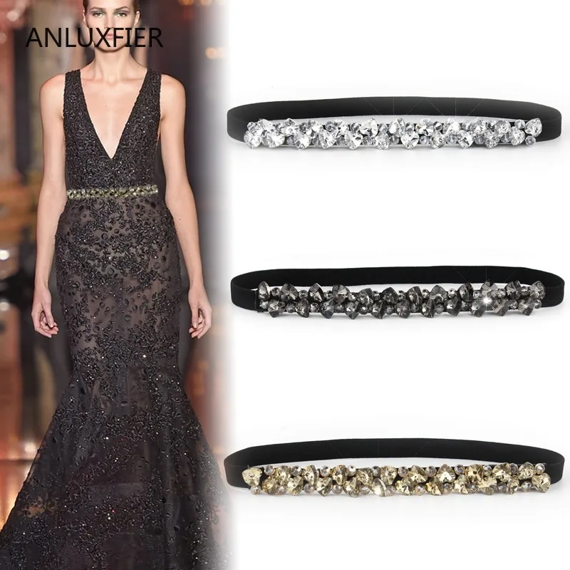 

J102 Lady Decorative Skirt Belt Women's Rhinestone Waistbelt Inlaid Belt Girls Elastic Crystal Waistband Belts Women Chain Belt