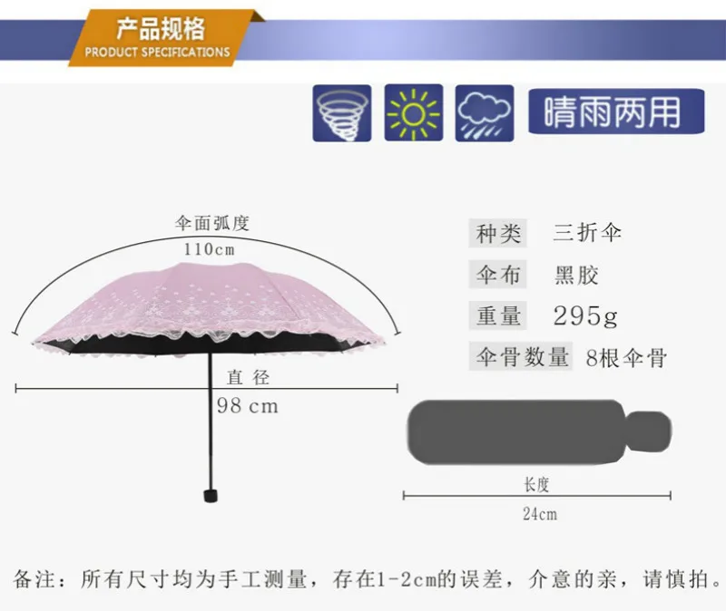 Новый женский милый зонтик карамельного цвета с кружевным краем складной зонт от