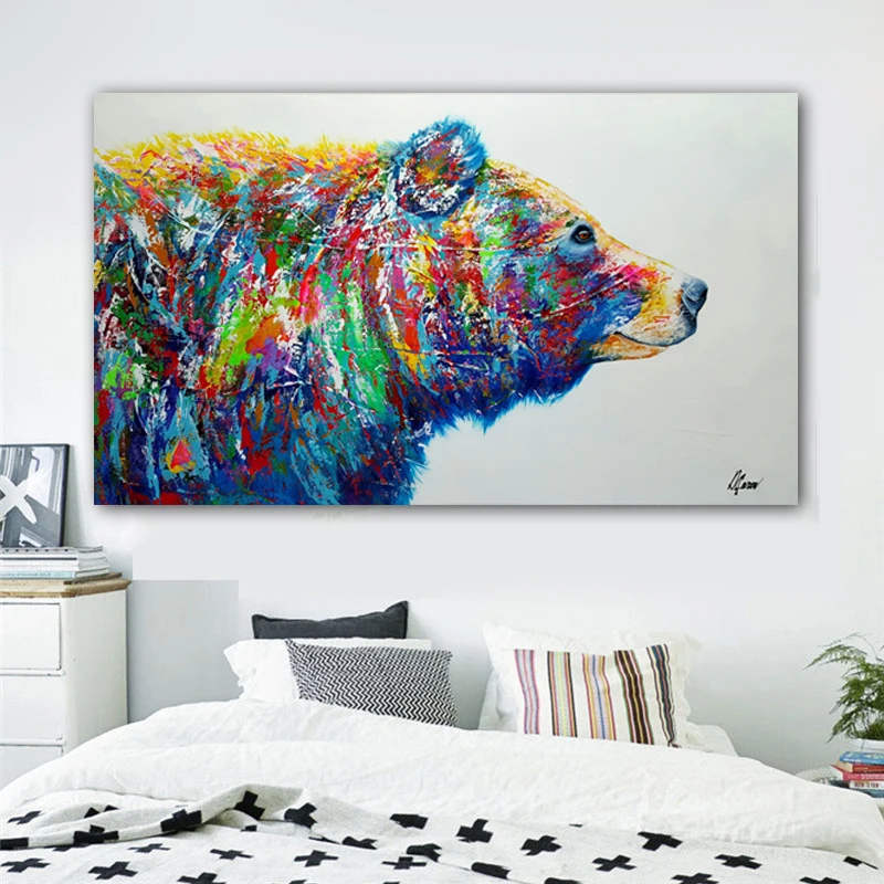 Красочный медведь животные холст живопись плакаты и принты настенные картины