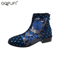 flat breathable mesh yarn womens boots flowers hollow out sandals roman naked boots spring and summer short boots 2021 hot sale
