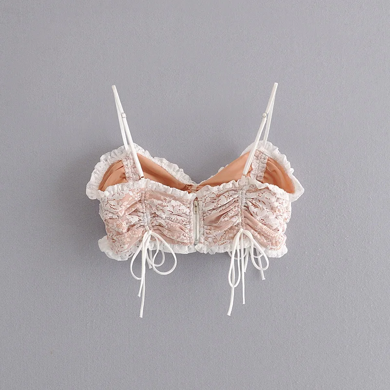 Майка женская на молнии Модный укороченный топ со шнуровкой с открытой спиной