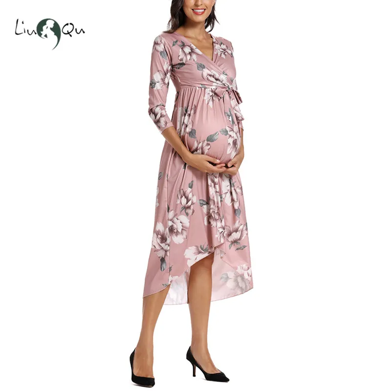 Женское элегантное платье с v-образным вырезом для беременных необычное