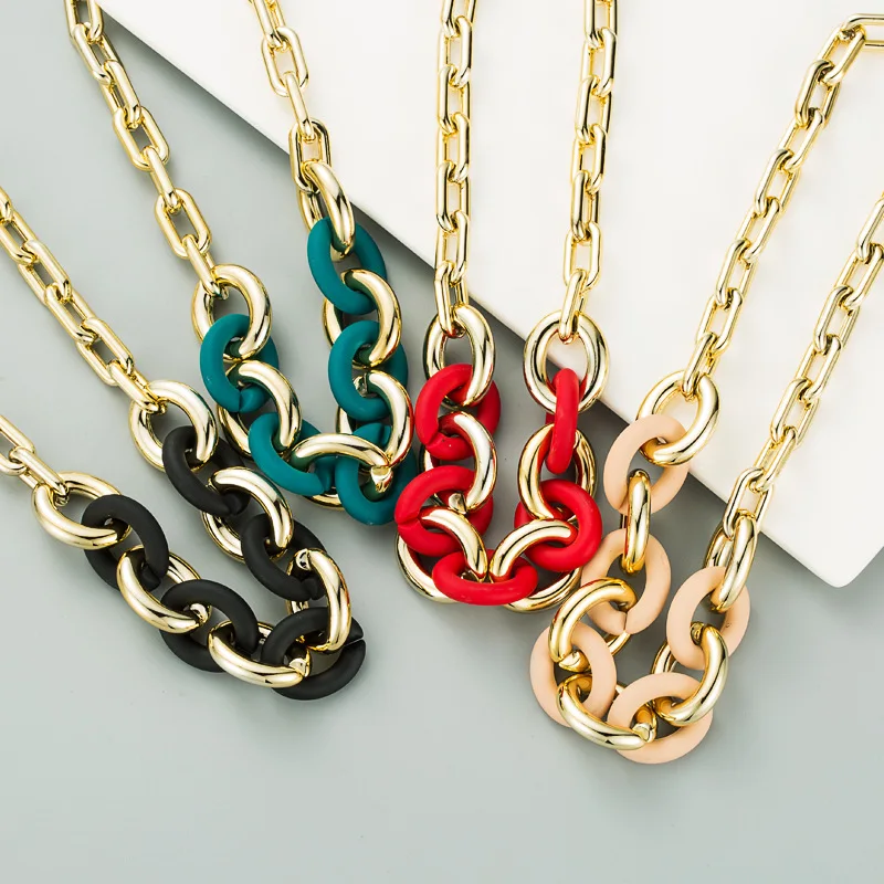 

Boho Link Chains Acrylic Trendy Choker Necklace Drop Earrings Sets for Women Female Wedding Party Jewelry Sets Accessories