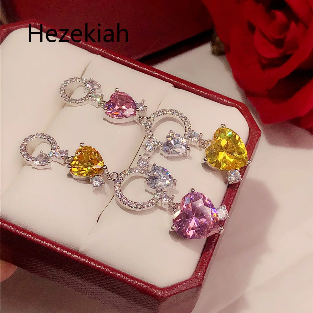 

Hezekiah needle Pink Love Earrings Sweet personality romantic Girl Earrings Luxurious Temperament Earrings Free shipping