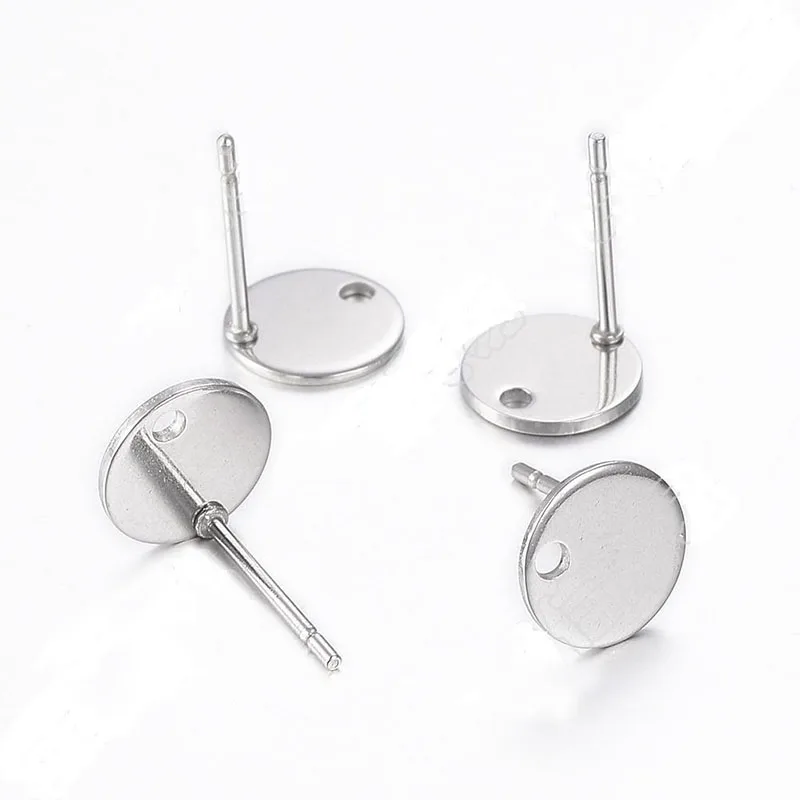 50 шт./лот пластина из нержавеющей стали серьги гвоздики в форме база подходит 8 10 12