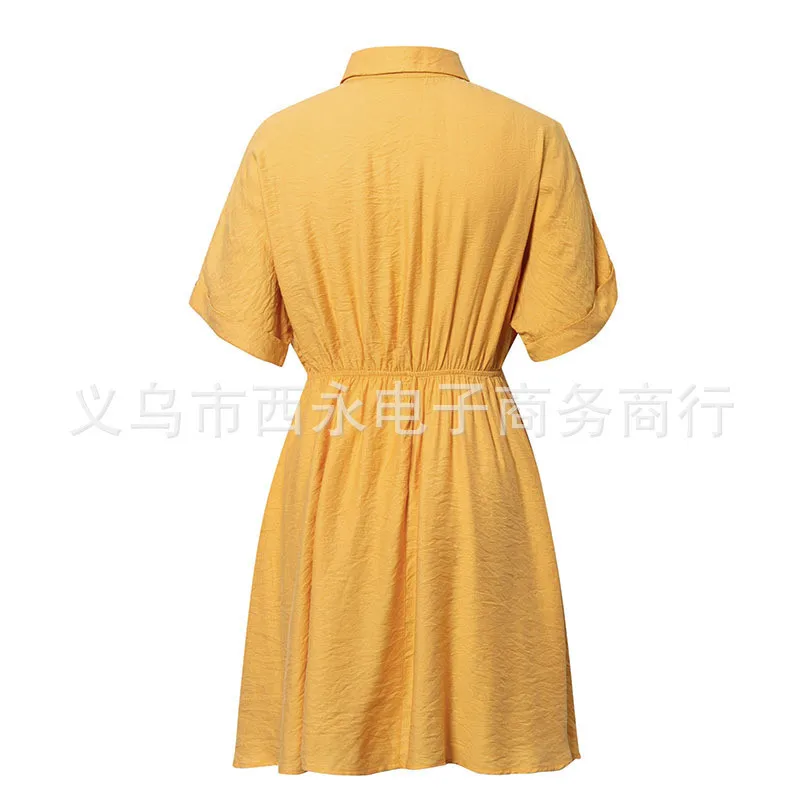 

2020 Summer Office Lady Fashion Shirt Dress Casual Single Breasted Slim Mini Dress Women
