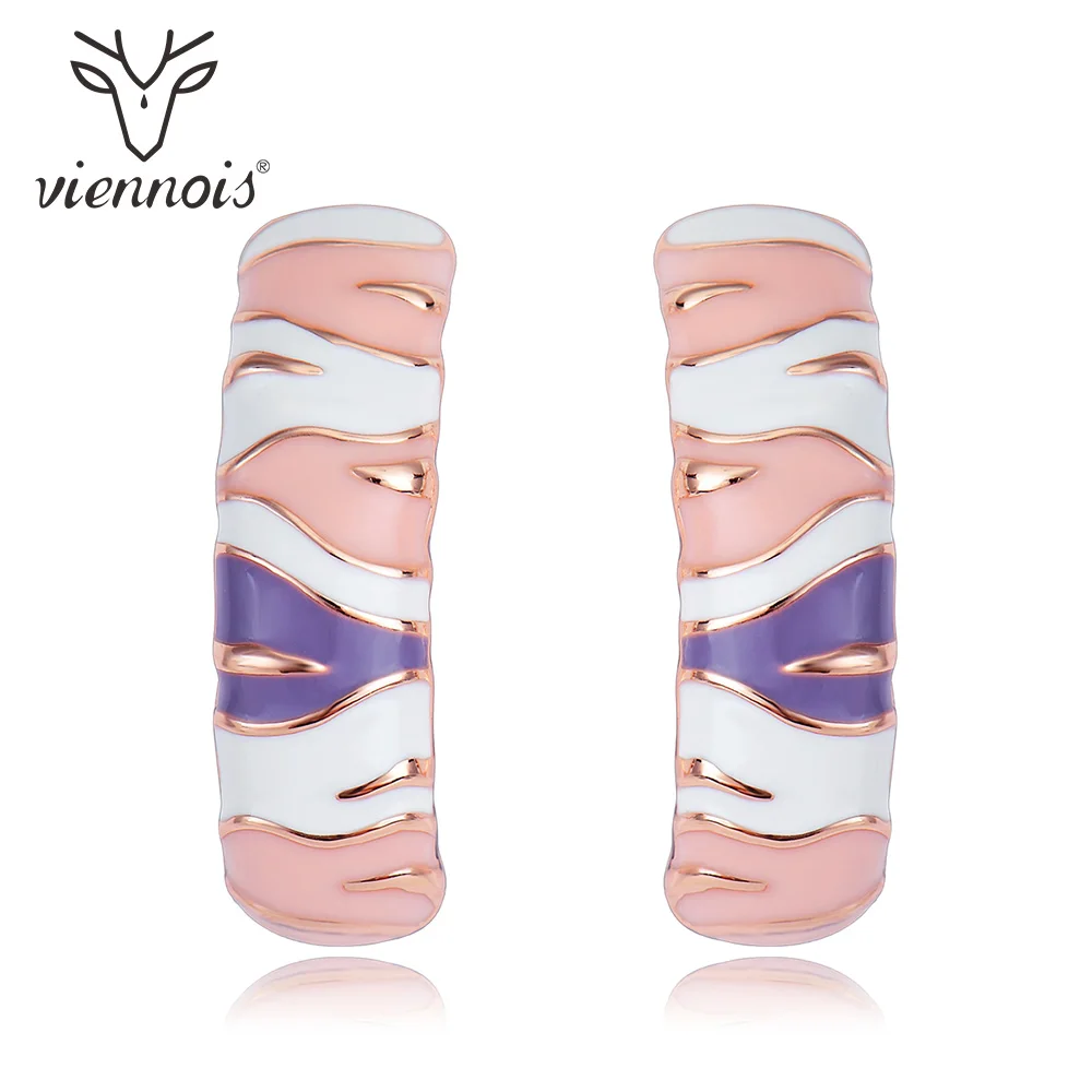Viennois классические серьги-гвоздики с эмалью эксклюзивный дизайн розовое золото