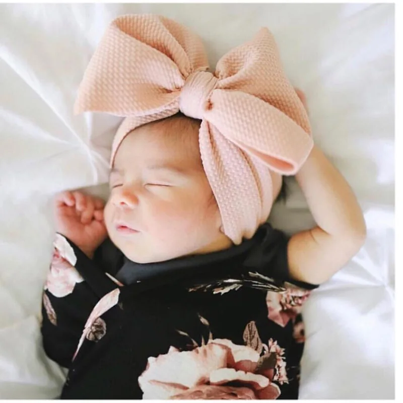 

Newborn Baby Girls Headband Toddler Big Bow Hairband Cute Solid Stretch Turban Knot Head Wrap Head Wear Baby Headbands for Girls