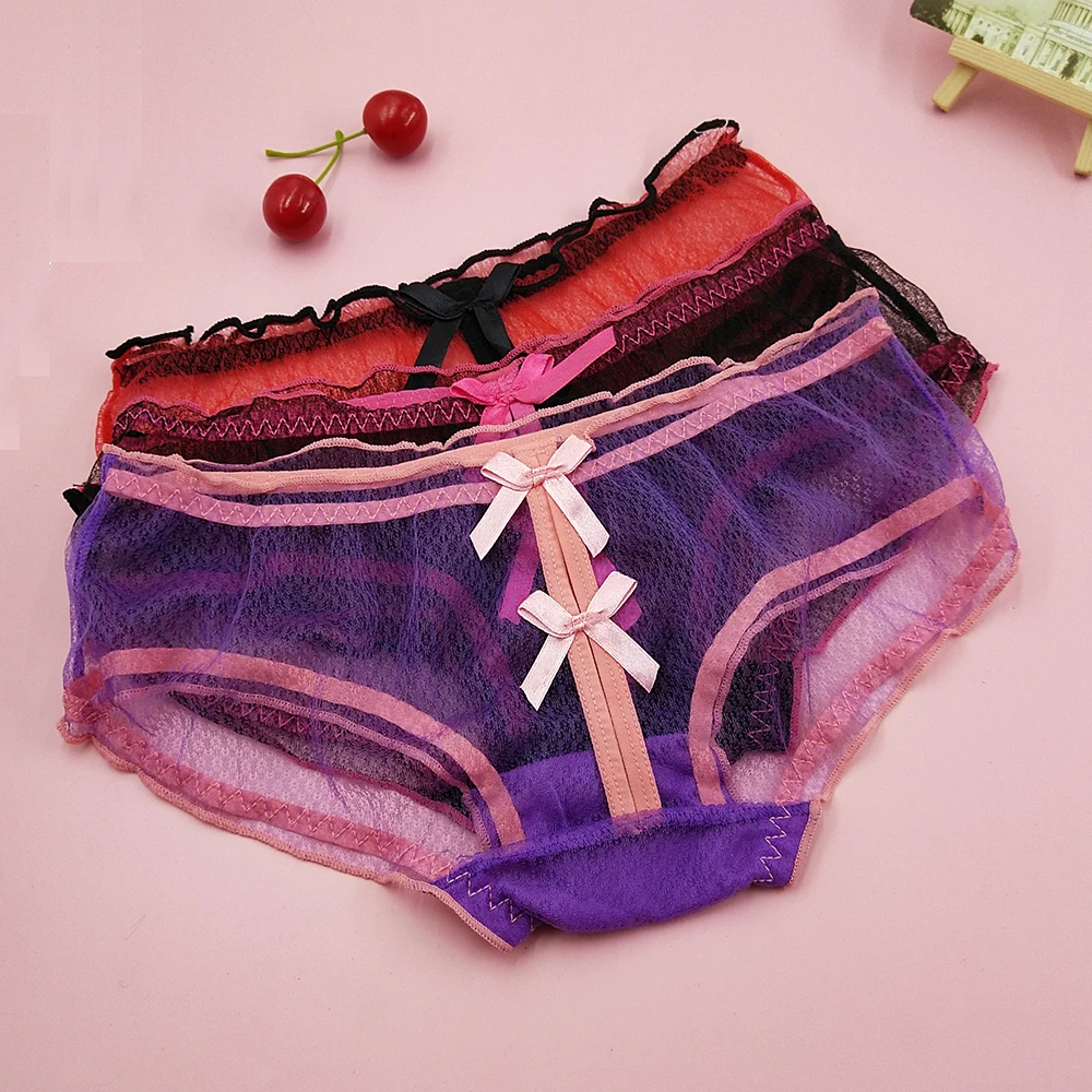 

5pcs Lace Sexy Women Panties Hollow out Seamless Panty Girls Low-Rise Transparent Briefs Soft Cotton Crotch Underpants Underwear