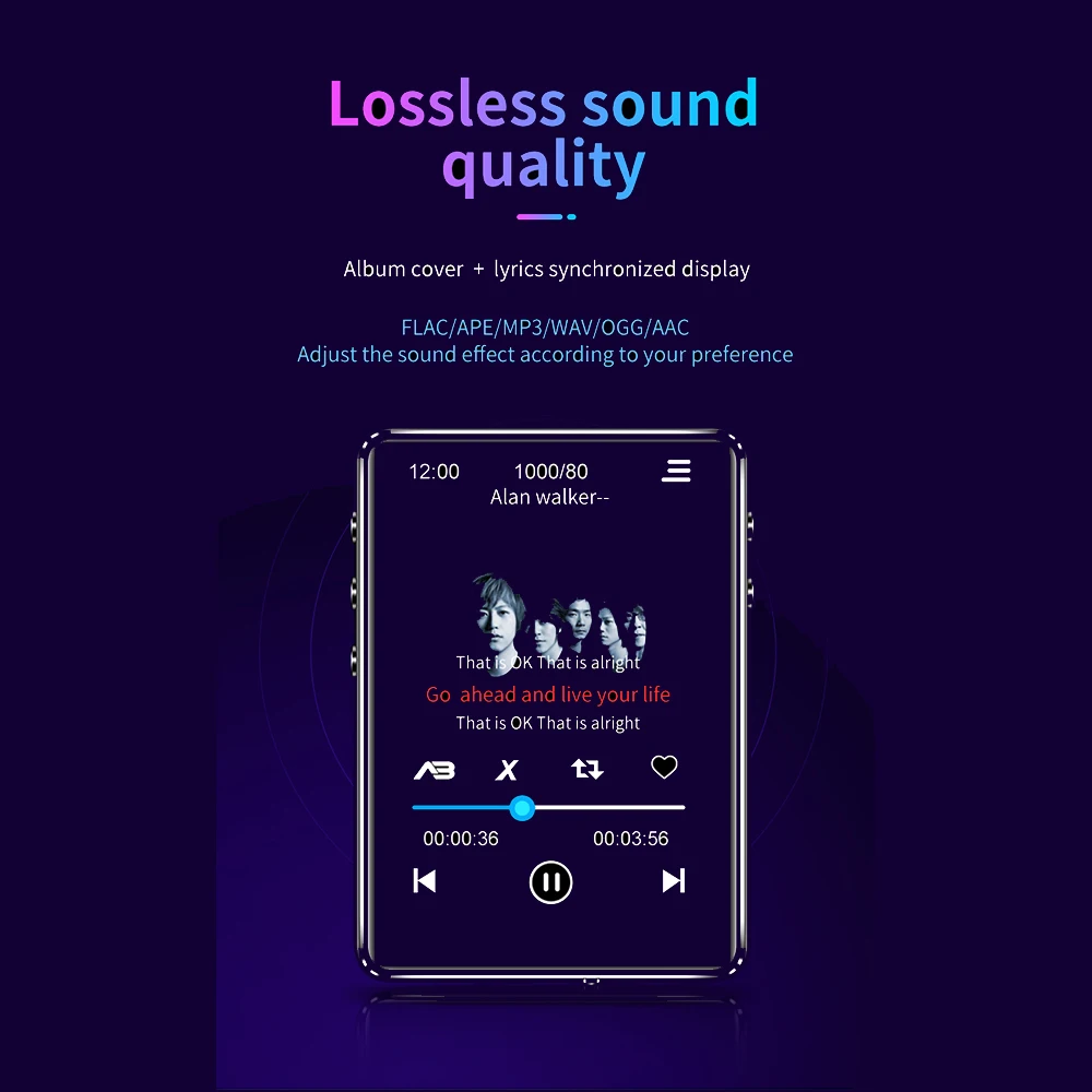 MP4-плеер Bluetooth5.0 Built-in Speaker с 2 4 дюймовым сенсорным экраном Поддержка FM-радио Запись