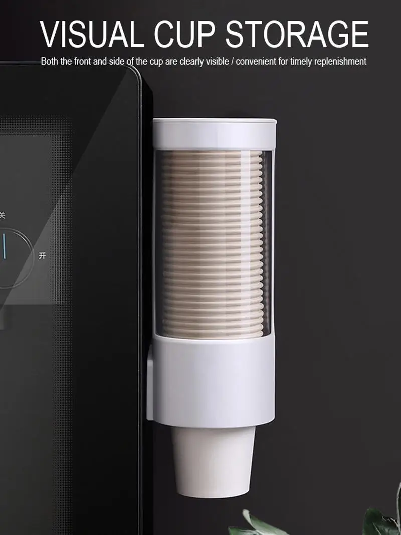 

Disposable Paper Cups Dispenser Plastic Cup Holder for Water Dispenser Wall Mounted Automatic Cup Storage Rack Cups Container