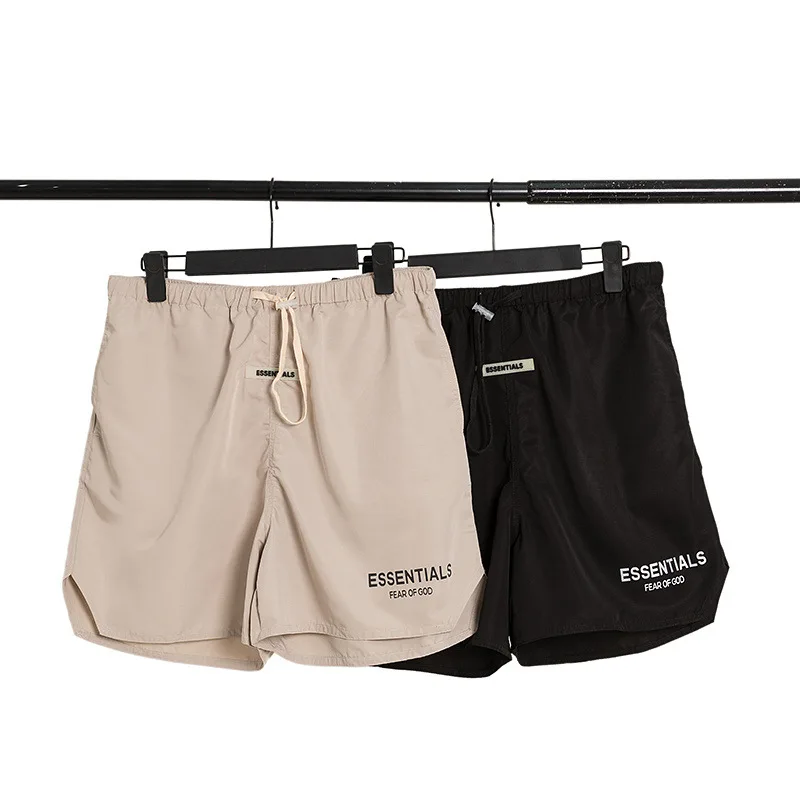 

2020 style men's high quality 1:1 series logo patch men's shorts quick dry reflective hip hop street men's casual beach shorts